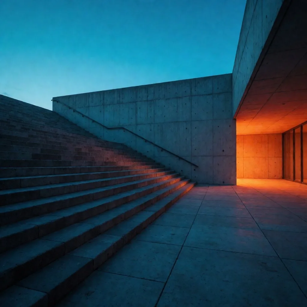 Plaza de concreto en Polanco al atardecer