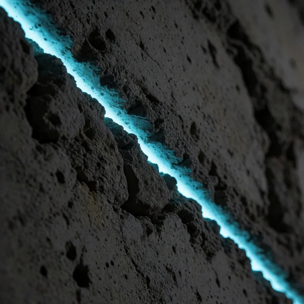 Detalle de muro de concreto con haz de luz